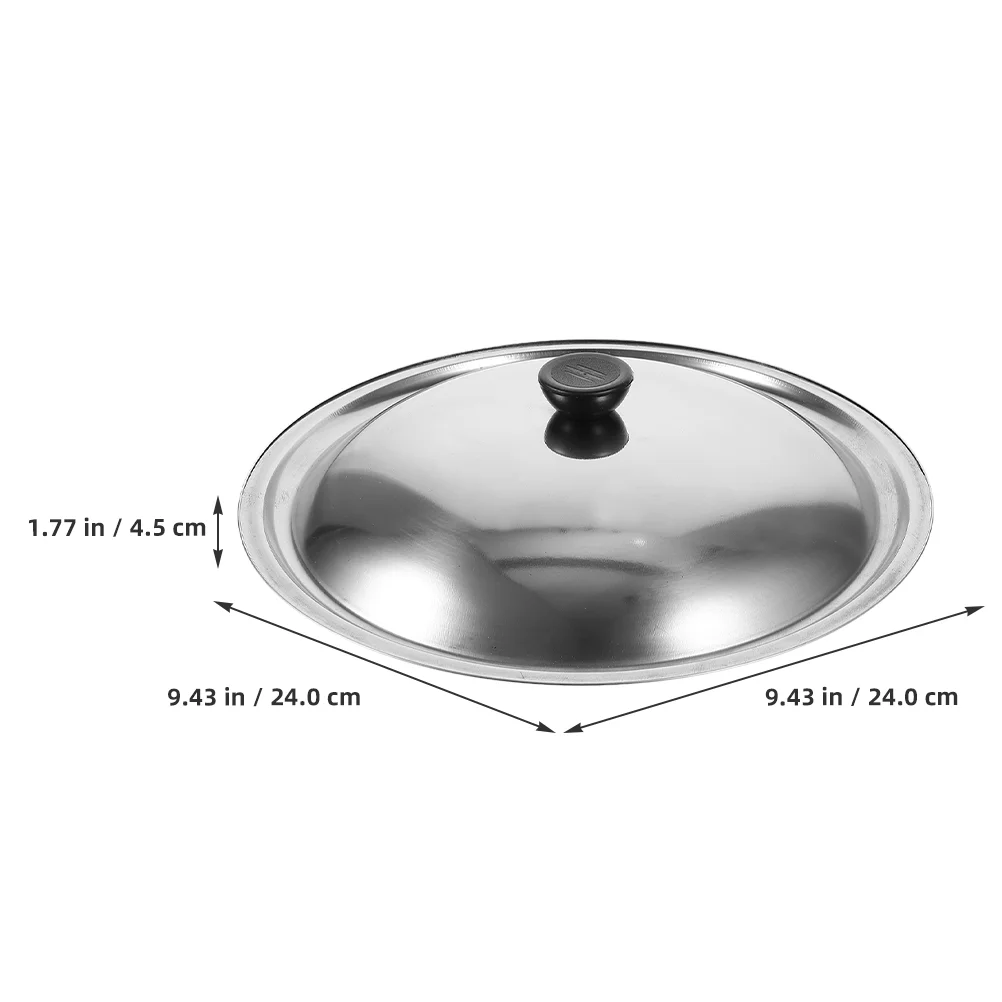 Thickened Stainless Steel Lid For Cover Wok Grease Splatter Metal Cookware Parts Kitchen Utensils Sturdy Handle Wear Resistant