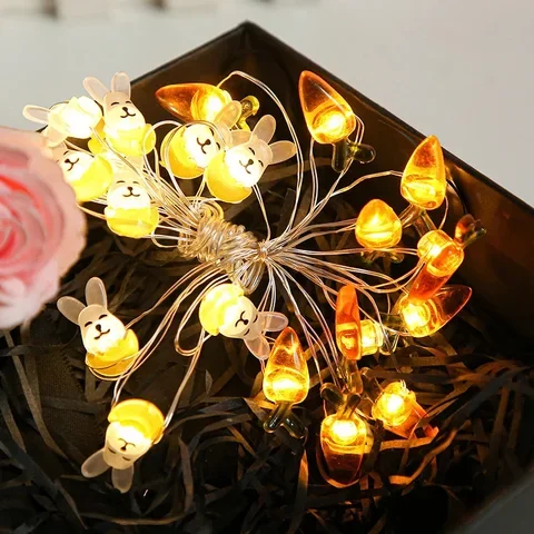 

2022 Easter Bunny String Lights 2M LED Easter Decoration Home Rabbit Eggs Party Supplies Happy Easter Gift