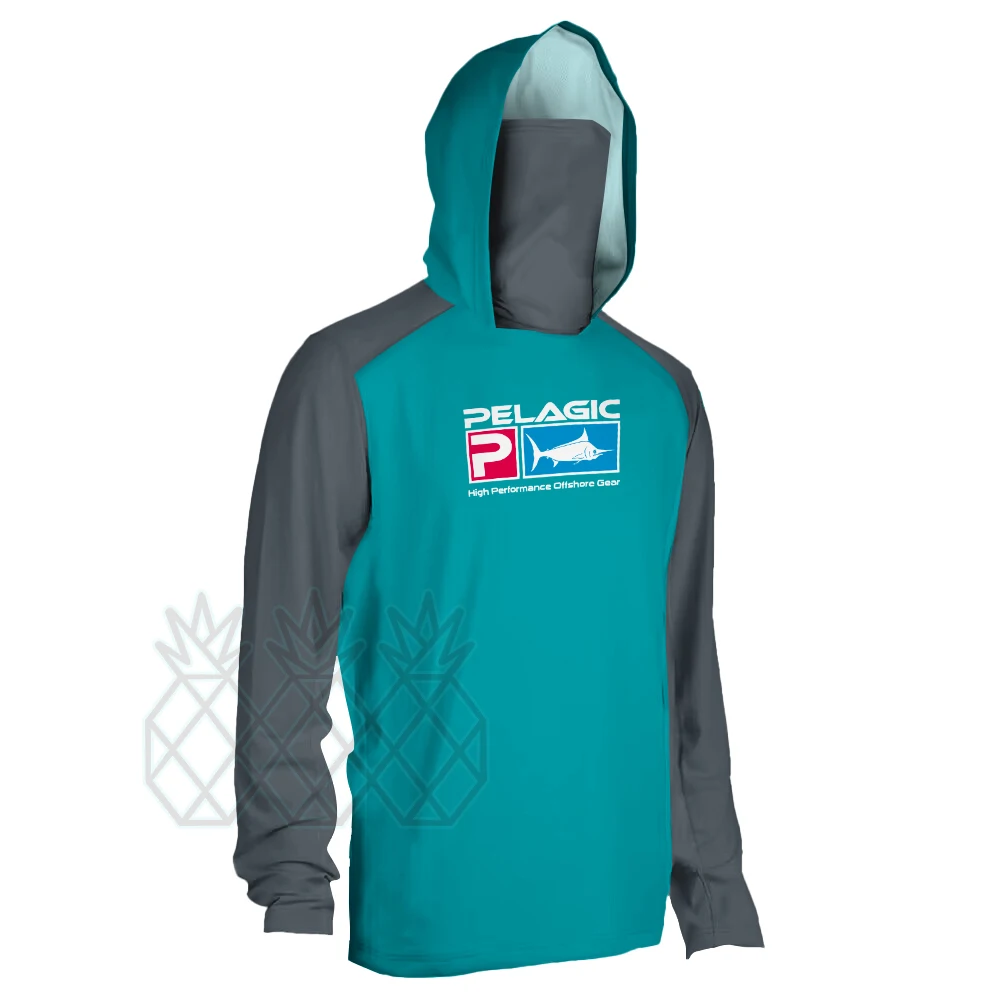 Camicia da pesca pelagica UPF 50+ Camicia da pesca con cappuccio da uomo con maschera UV T-shirt con cappuccio Abbigliamento da pesca Felpa con cappuccio Moisture787_voghion.com