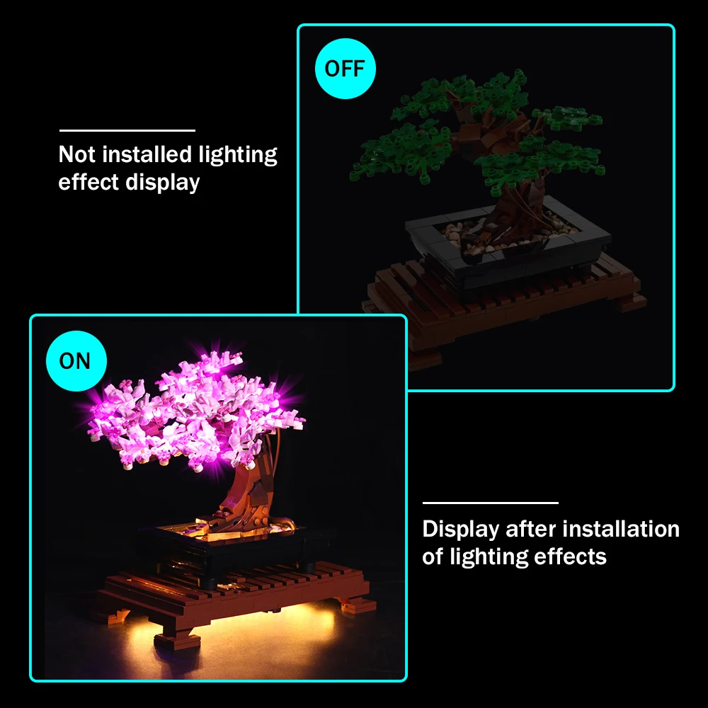 Pink LED Lighting Kit for Lego Adult Bonsai Sets Lego Bonsai Not Included Vonado Light Kit for Lego Bonsai Tree 10281 