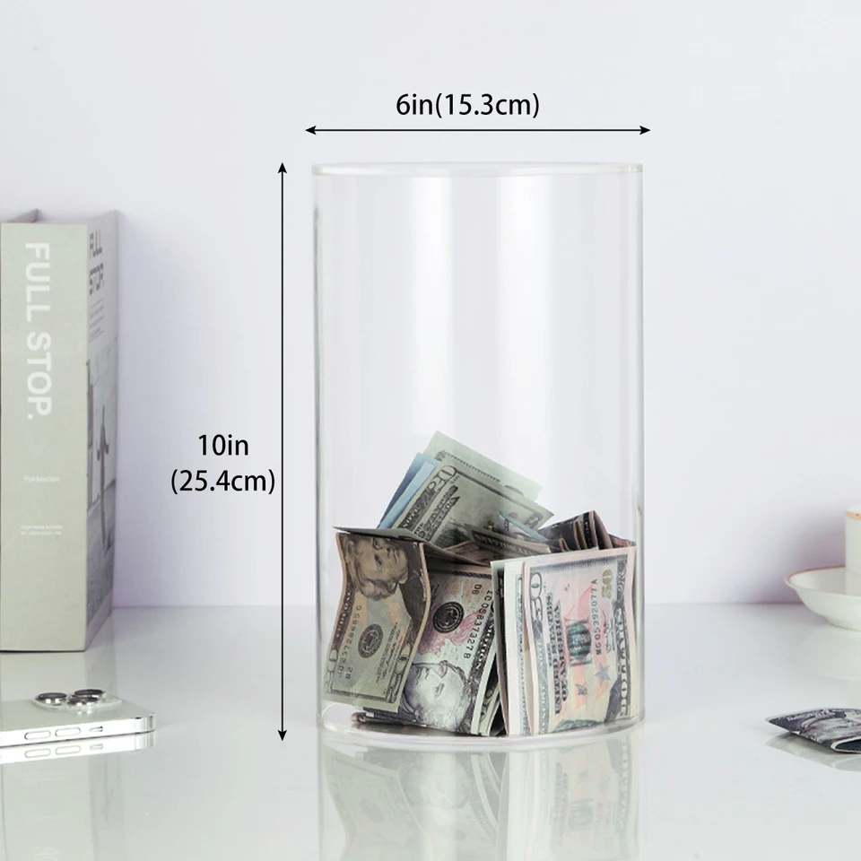 Sparschweinchen – Transparente Acrylbox für Erwachsene und Kinder, wiederverwendbar, für Münzen und Scheine, Geldkassette, sicher für Geld_voghion.com