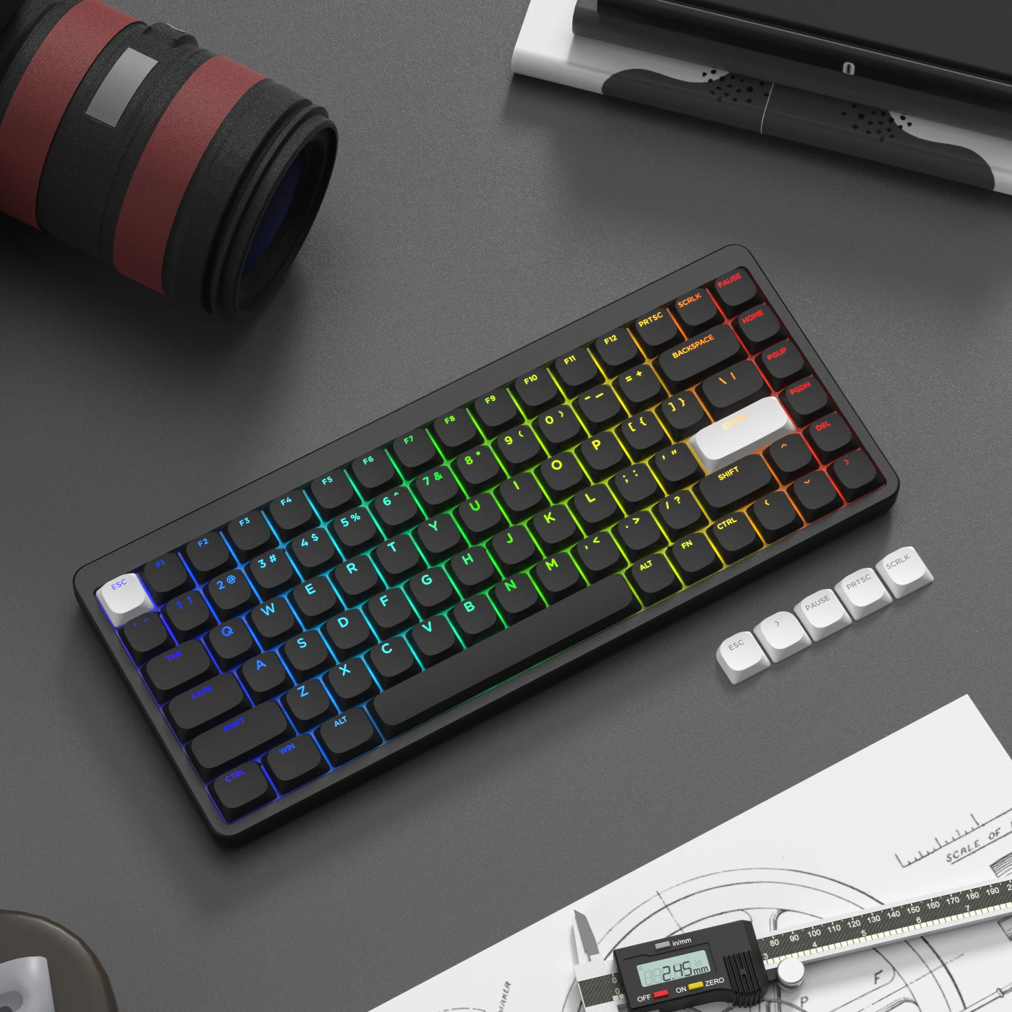 143키 로우 프로파일 WOB 슬림 키캡 이중사출 PBT 키캡 (게이트론 체리 MX 스위치 60% 65% 75% 게이머용 기계식 키보드)