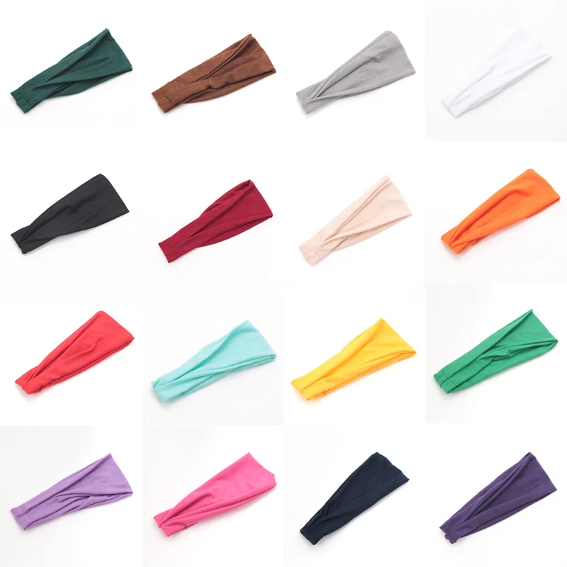 Sports Headbands Women Solid Color Elastic Hair Bands Yoga Headband Fashion Turban Makeup Hair Hoop Vintag Knotted Headwrap Accessories