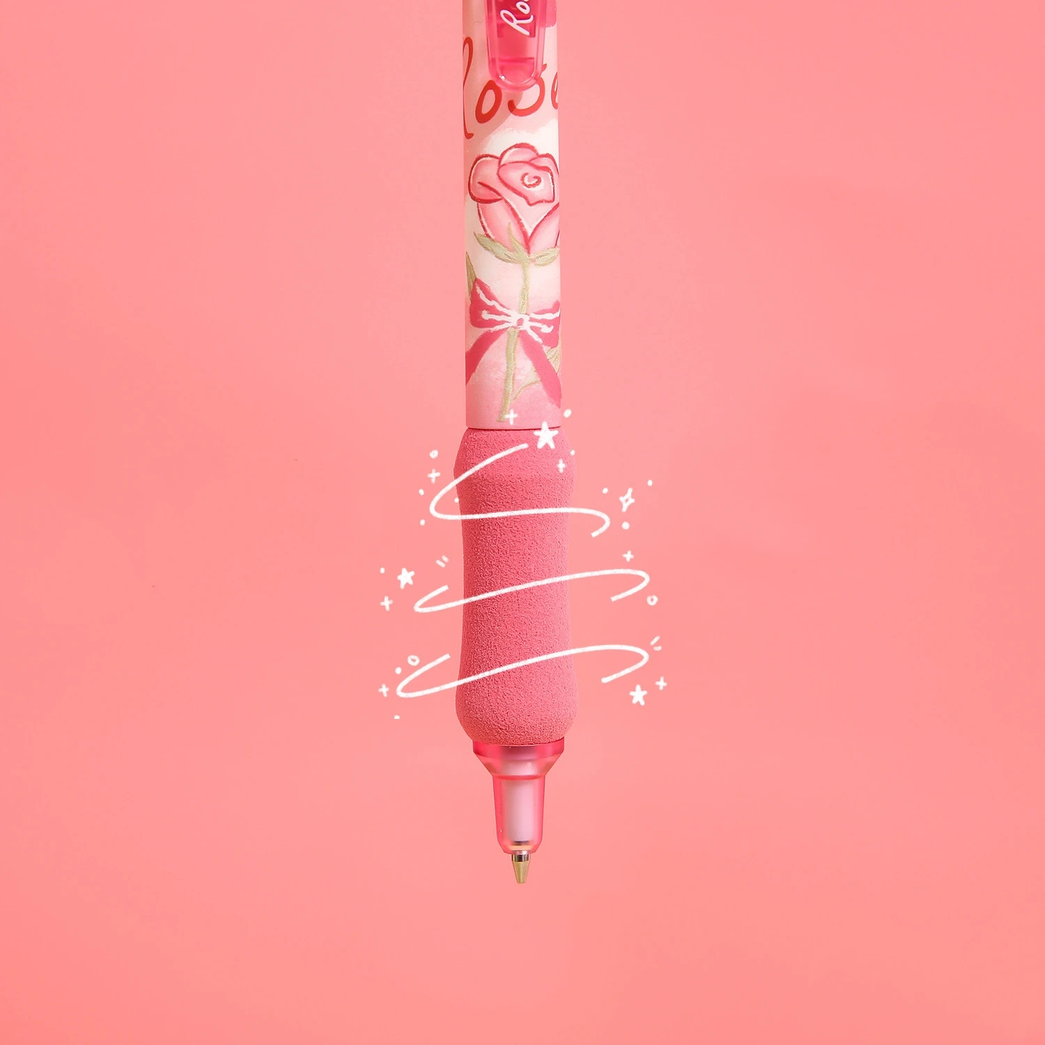 4pcs Rose Love Mechanical Pencil Set Pink Romantic Press Type 0.5mm Refills Office School Student A7422 4