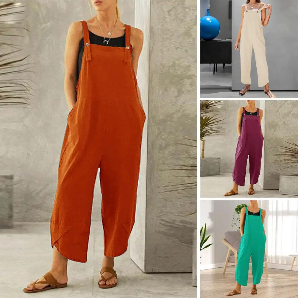 Women Jumpsuit Patchwork Cozy Women Suspender Rompers Overalls Romper
