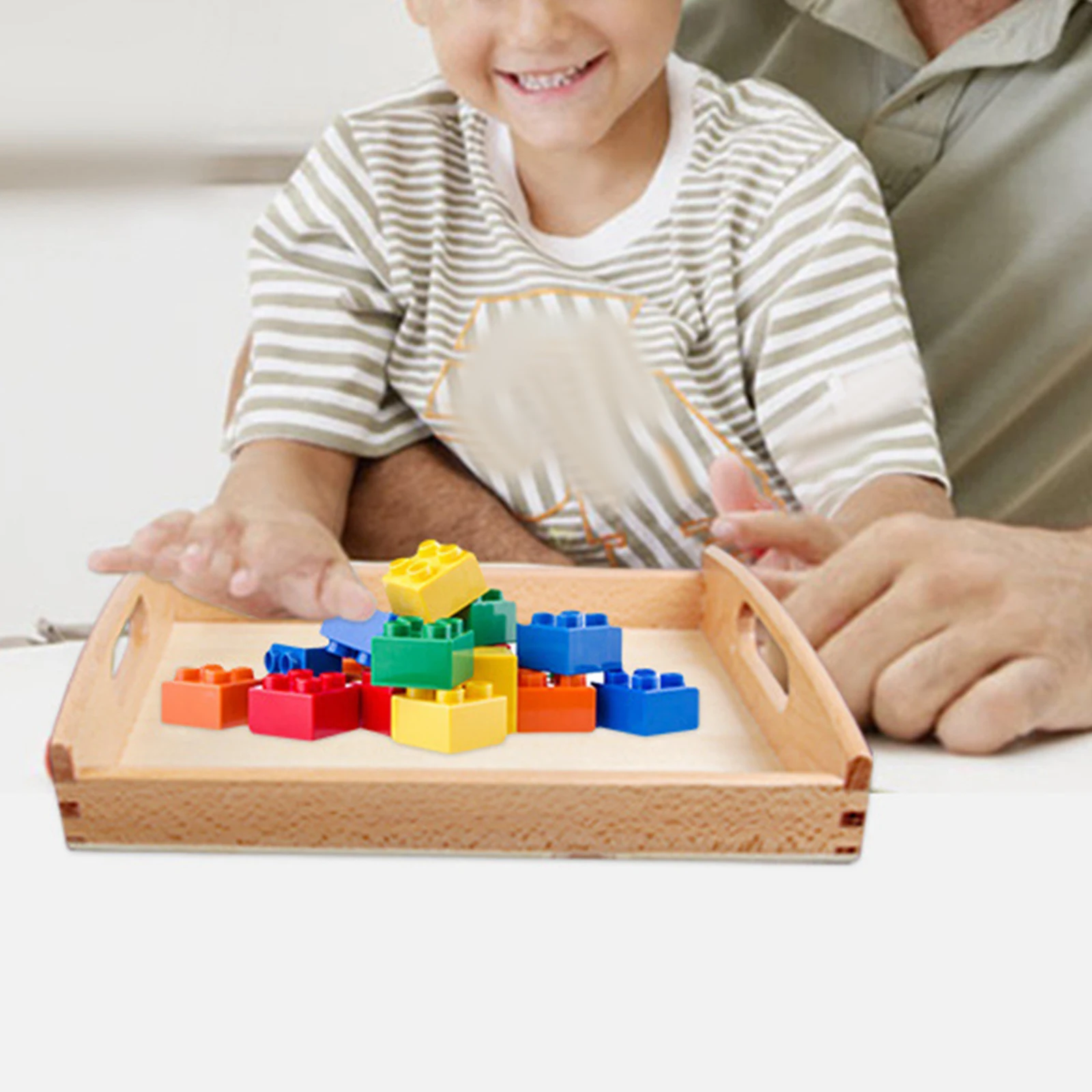 Wooden Montessori Tray with Handle Unfinished Education Toys Teaching Aids  Wooden Trays Handles Tray Toys for Kids 2