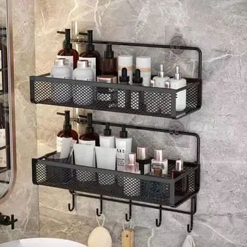 Scaffale portaoggetti portatile da appendere a parete Scaffale da bagno senza foratura Organizzatore di condimenti per aglio Cestino portaoggetti da cucina Umidità 1