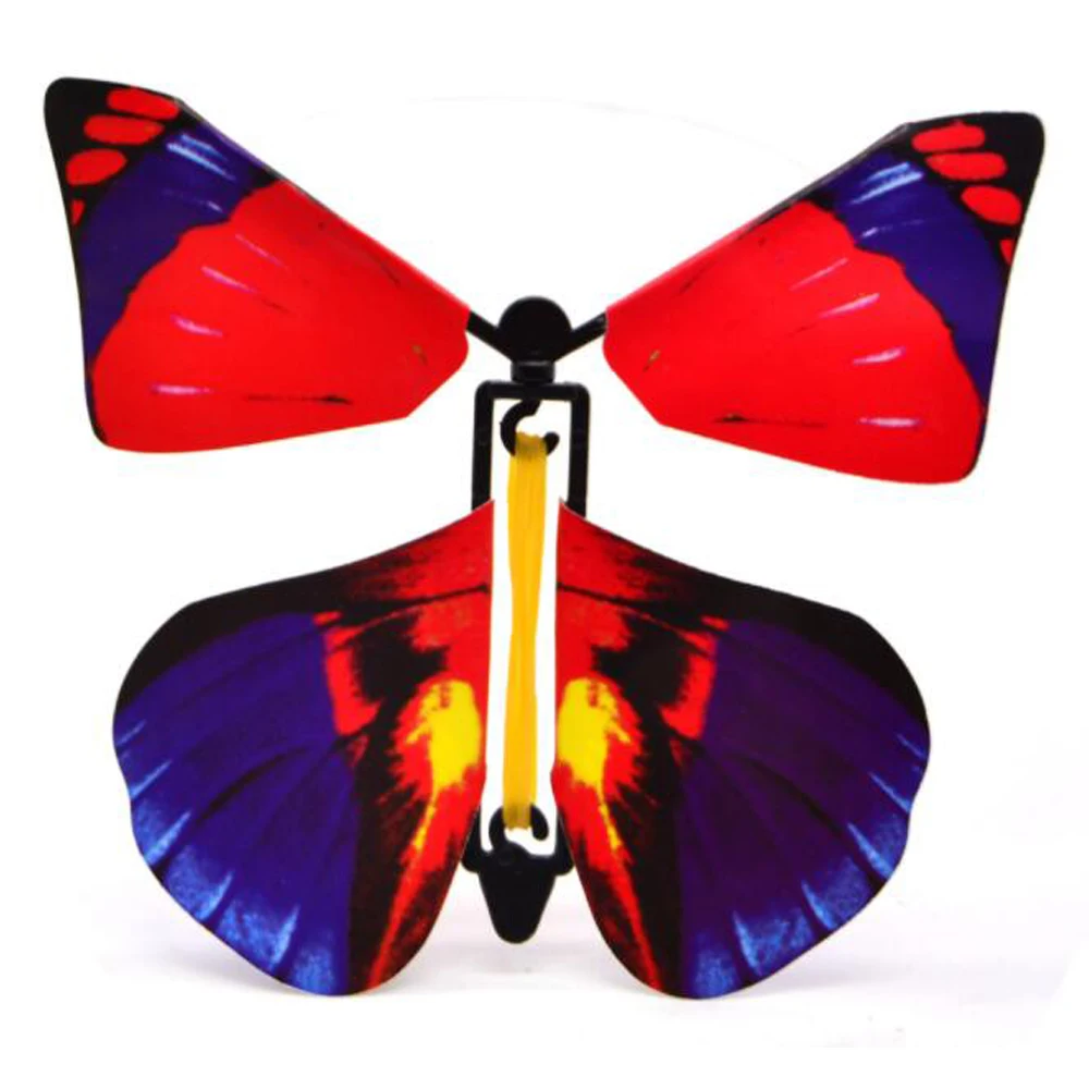 2022 11x11cm Magic Flying Toys Transformation Fly Butterfly Props Tricks Change Hand Funny Prank Joke Mystical Fun Science Kids creative magic flying butterfly powered by rubber band colorful metal frame butterfly props magic tricks toys