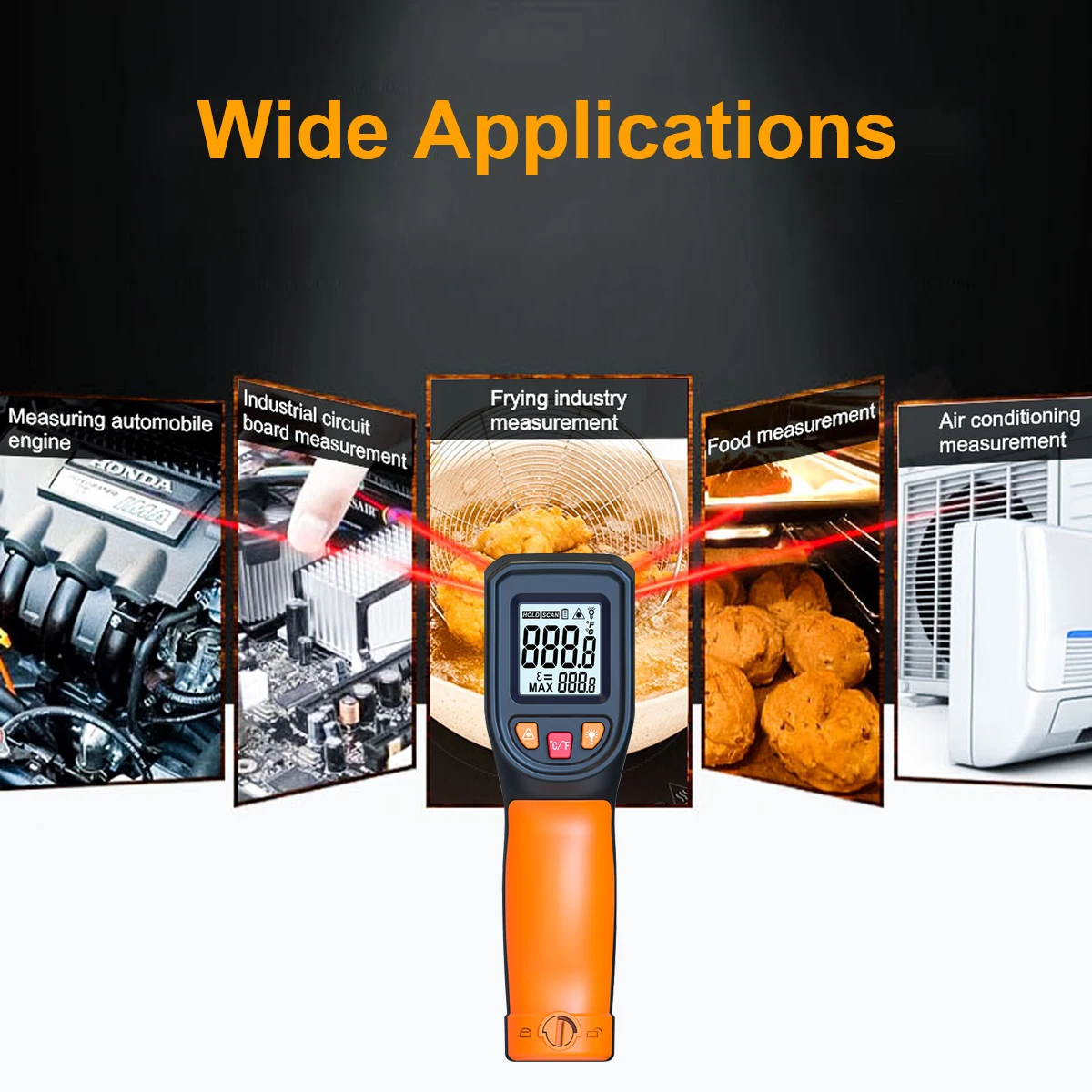 Infrared Thermometer NJTY T600 T600A Infrared Thermometer Laser Temperature Gun Sensor Handheld Non-contact IR-LCD Heat Industrial Pyrometer 600 &deg;C
