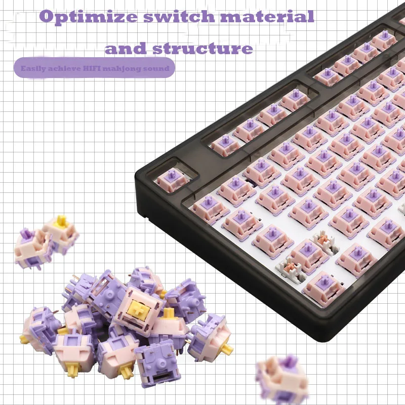 Interruptor de Teclado Mecânico Personalizado Pinos Tátil Linear Mmd Princess v2 Hifi Pom Material Ptfe Pré-montado 38g 45g 53g 48g 60g - Imagem 5