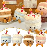 1-10PCS Cute Plush Cake Keychain Realistic Birthday Gift Soft Toy Doll Decor for Girls Boys Party Favors Home Car Decoration
