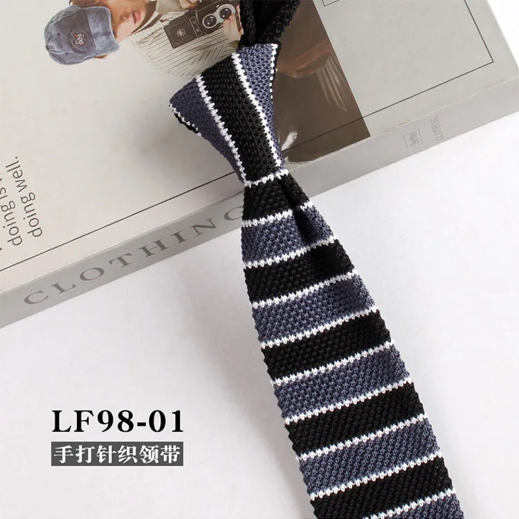 Striped Knitted Neckties For Men Narrow Retro Knitting Neck Tie Korean Style Casual Cravat Shirts Accessories Suit Neckwear