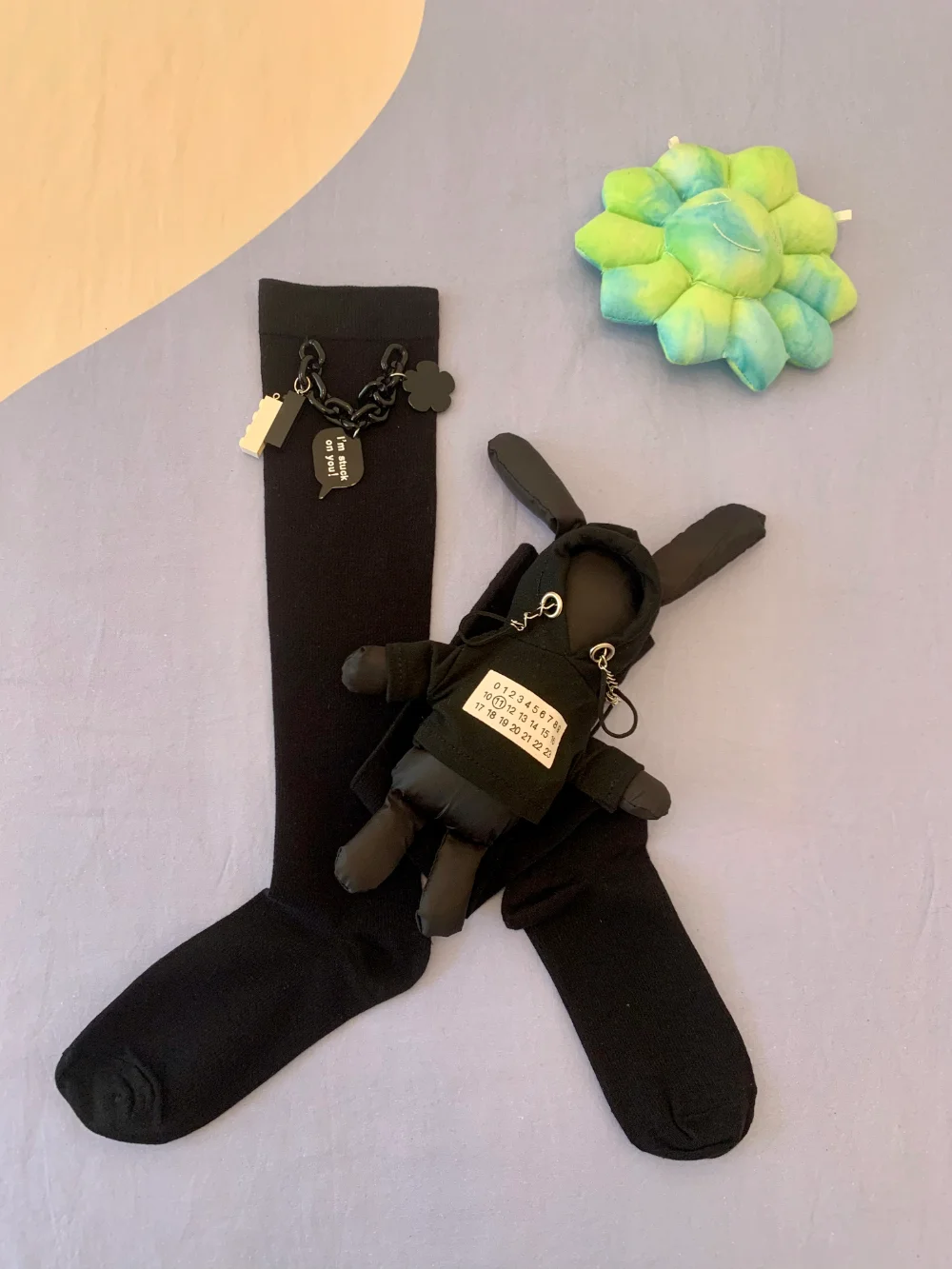 Handmade Socks Series Deconstruction Chain Three-Dimensional Doll European American Personalized Dark Female Kawaii Stockings