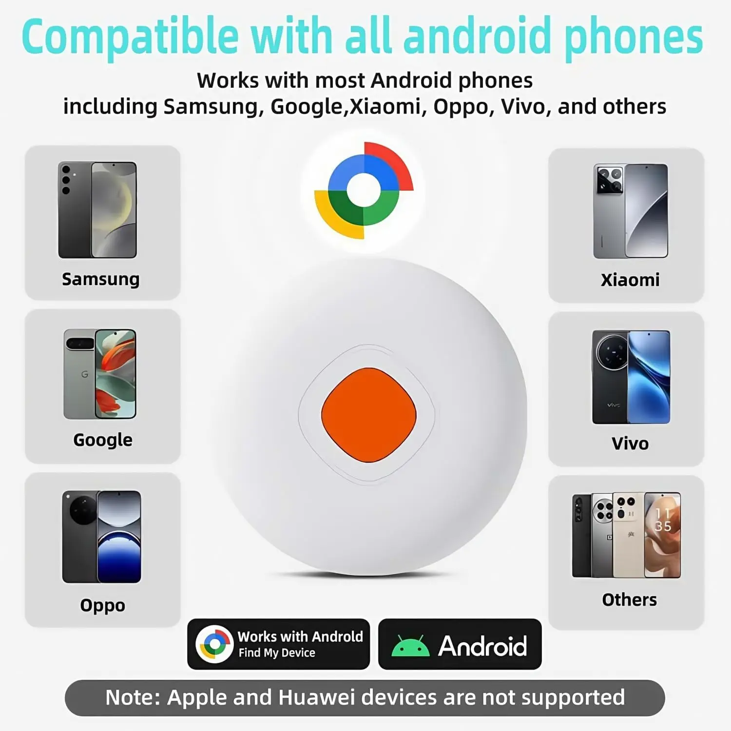 Mini Bluetooth Tracker for Android-Works with Google Find My Item Finder for Pet, Key, Car, Motorcy、backpack IP68 Waterproof