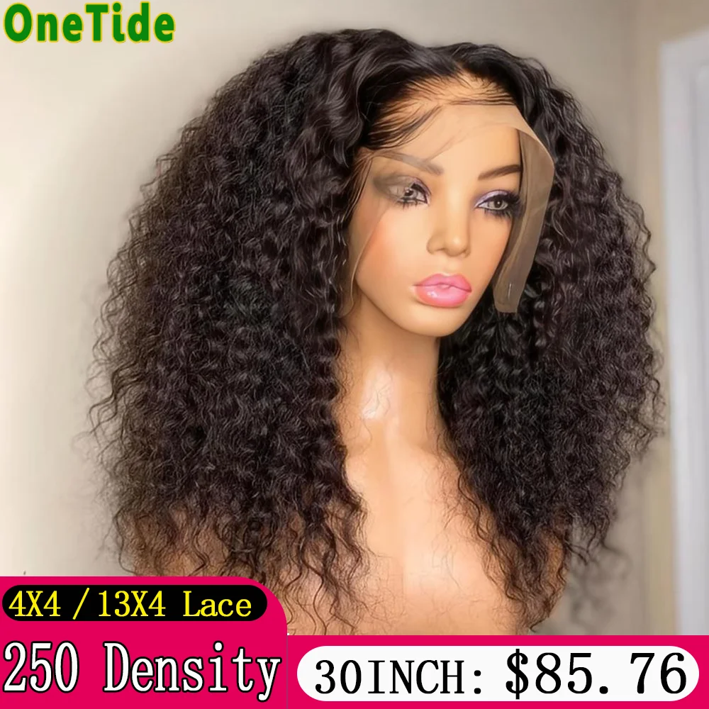 Human Hair Wigs 250 Density 13x4 Lace Frontal Deep Wave 4x4 Lace Curly For Women Brazilian Remy