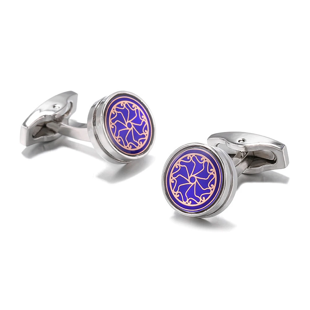 Men Cufflinks TOMYE XK20S017 Fashion Purple Pattern Button Casual Formal Business Gifts Silver Color Shirt Cuff Links