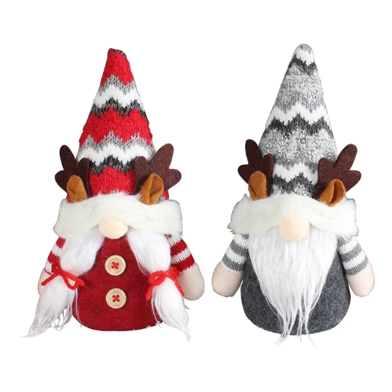 

New Christmas Deer Antler Hat Faceless Figurine Home Decor Knitted Xmas Gift