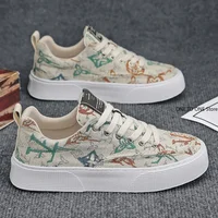 Graffiti Prints Black Canvas Sneakers Mens Vulcanized Shoes Man Low Top Sneaker Lace Up Trainer Skateboard Shoes Men's Plimsolls 1
