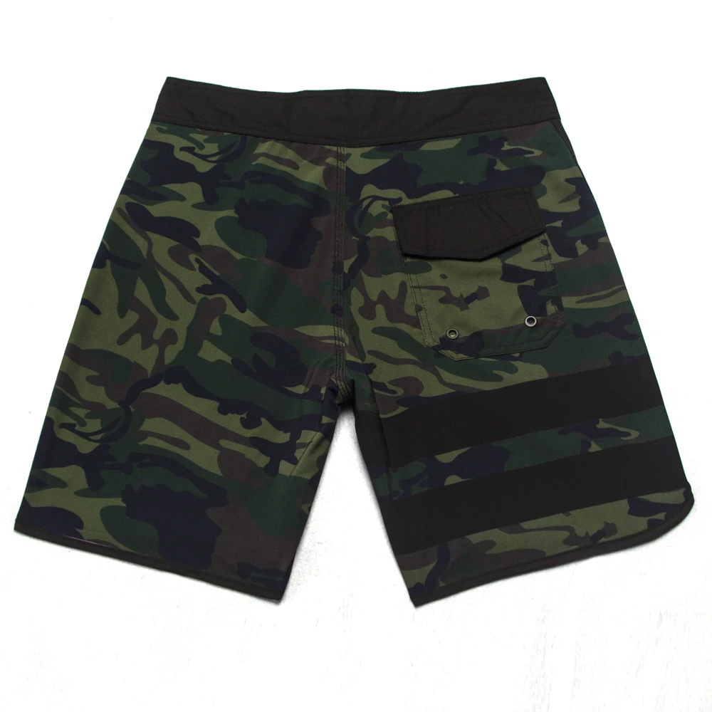 Newest Outdoor Army green Camouflage Men's Stretch Shorts Beach Quick dry Swimming Trunks Waterproof Surf Boardshorts Bermuda 2