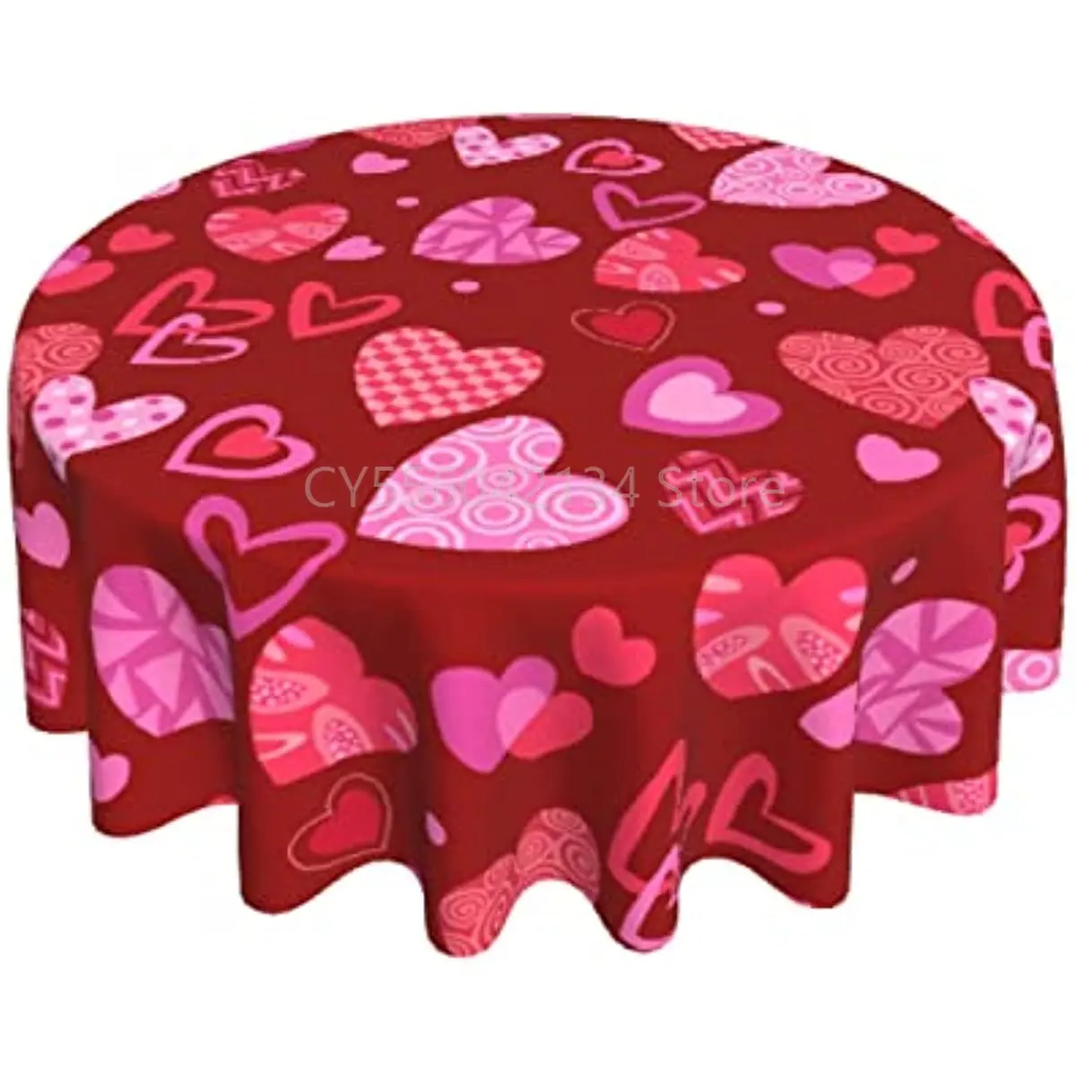 

Круглая скатерть на День святого Валентина, 60 дюймов, деревенская романтическая Декоративная скатерть розового, красного, сердца с принтом