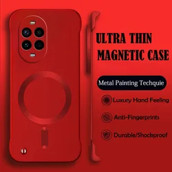 Luxury Magnetic Wireless Charging Phone Case with Hard PC Bumper Protective Cover - Oneplus 9R (Red)