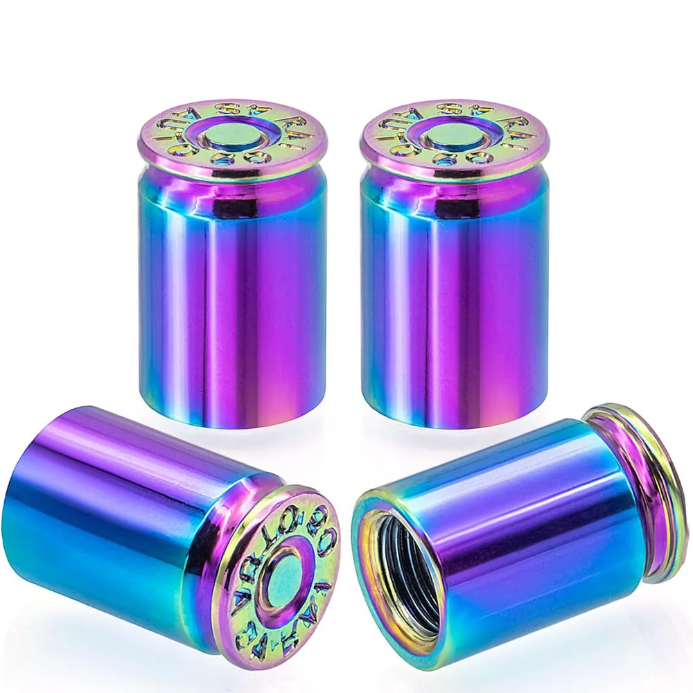 Bullet Shell Tire Valve Stem Caps - Set of 4, Durable Aluminum Alloy Air Stem Covers