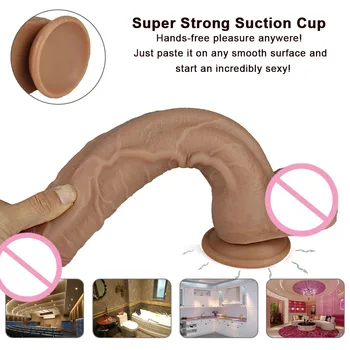 Huge Dildo Erotic Soft Double-layer Silicone Long Dildos Realistic Penis Suction Cup Dick Anal Orgasm Adult Sex Toys for Woman 4