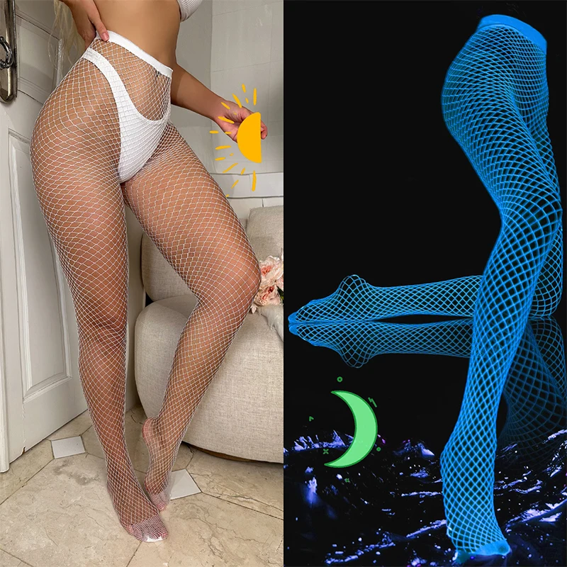 Description Picture 2 of itemParty Sexy Glowing Stockings Women's Body Long Stockings Night Glow Tights Erotic Clothing Lace Lingerie Women Socks Pantyhose