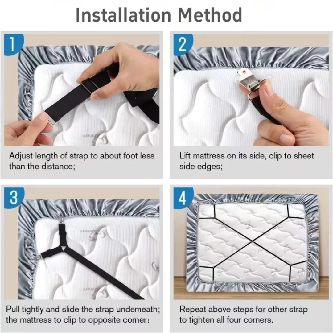 Universal Bed Sheet Holder Adjustable Elastic Fastener Straps Non-Slip Sofa Cover Clips Crisscross Gripper For Mattress Covers 5