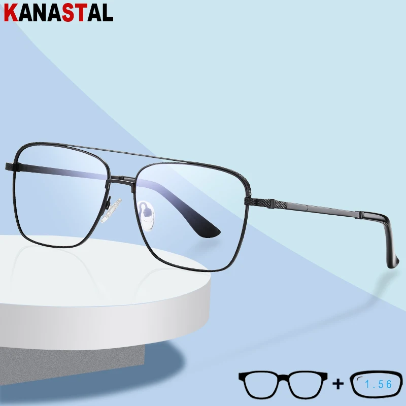 

CR39 оптические линзы для близорукости дальнозоркие очки мужские и женские синие светильник Blcoking металлические очки оправа пресбиопические очки для чтения