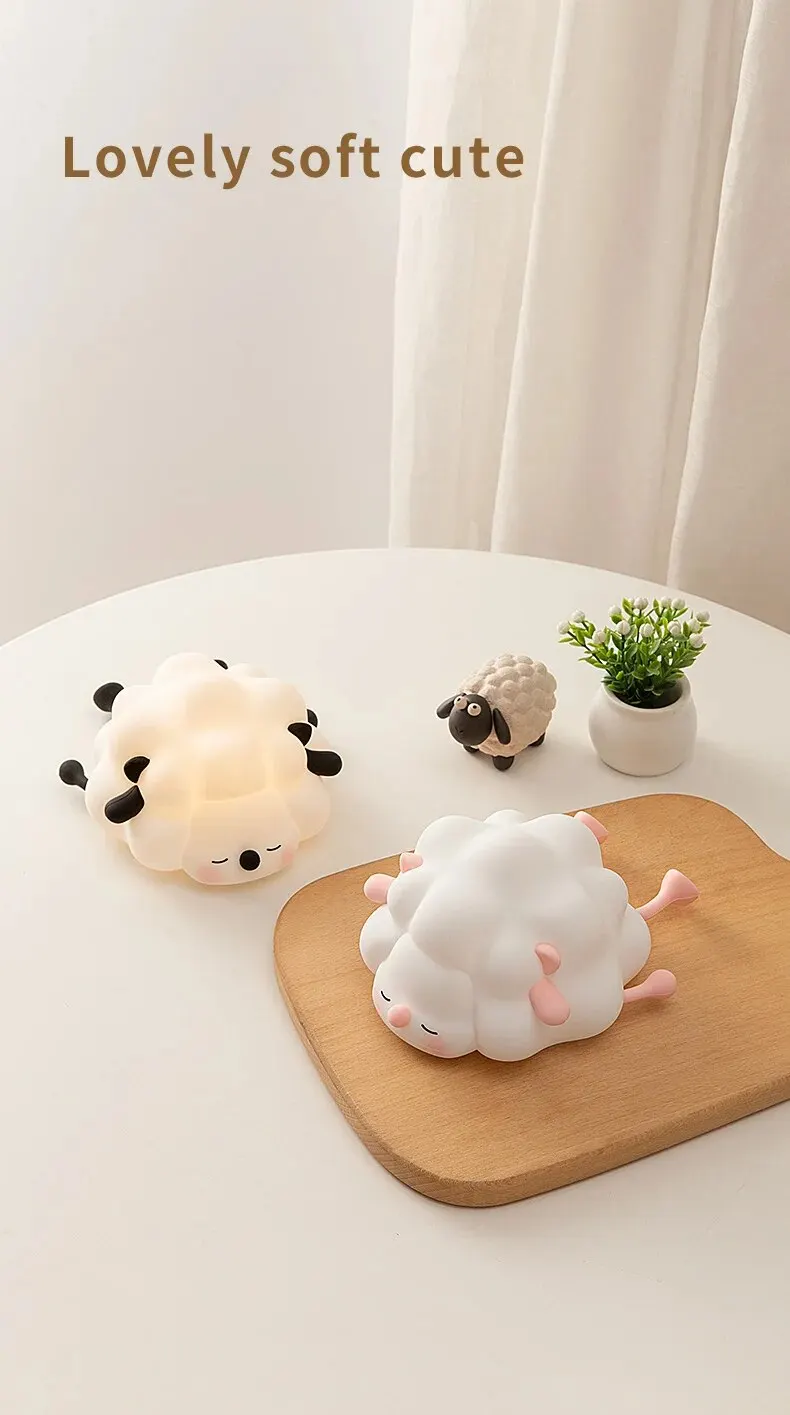 Kawaii Sleepy Sheep Silicone LED Night Lamp - Limited Edition