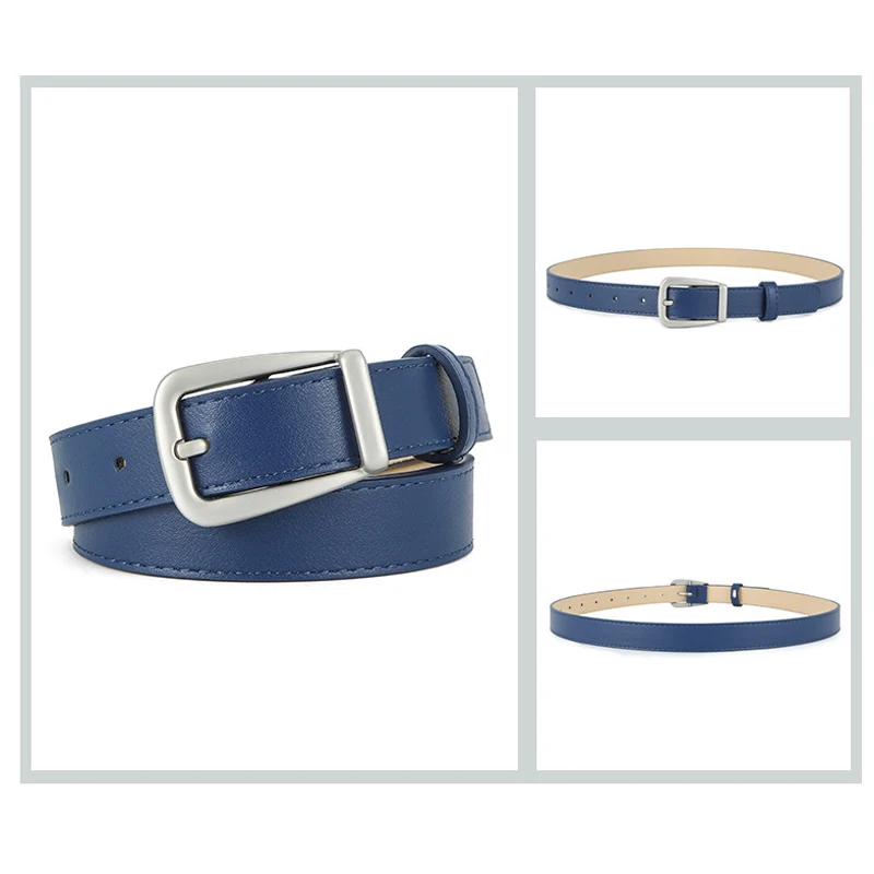 Women Belts New PU Leather Simple Metal Buckle Belt Girls Dress Jean Pants Waistband Belts for Lady Luxury Designer Brand Giedle - 4