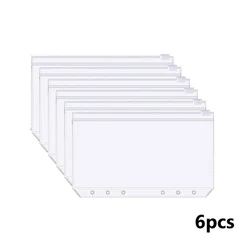 Waterproof A6 Binder Zipper Pockets - PVC Budget Envelopes for Notebooks and Planners (6 Pcs)
