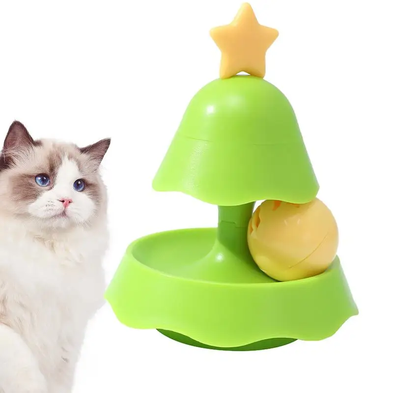 

Turntable Cat Toys Balls Christmas Tree Turntable Roller Balls 2 Layers Interactive Cat Roller Toys With Catnip And Teaser Toys