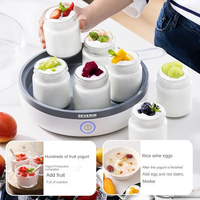 7-in-1 Yogurt Maker with 7 Glass Jars Separated Inner Constant Temperature Portability for Homemade Yogurt and Sweet Rice Wine