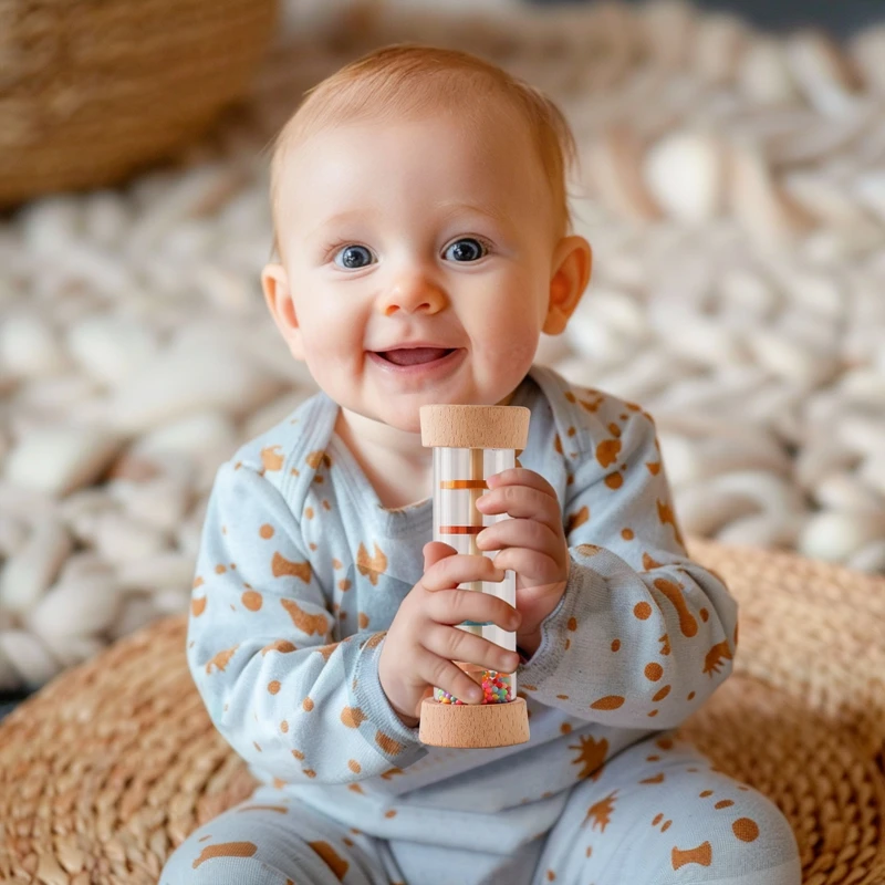 Montessori Baby Rain Stick Rainbow Hourglass Rain Music Rattle Baby Educational Toy Rainmaker Montessori Sensory Toys for Kids 6