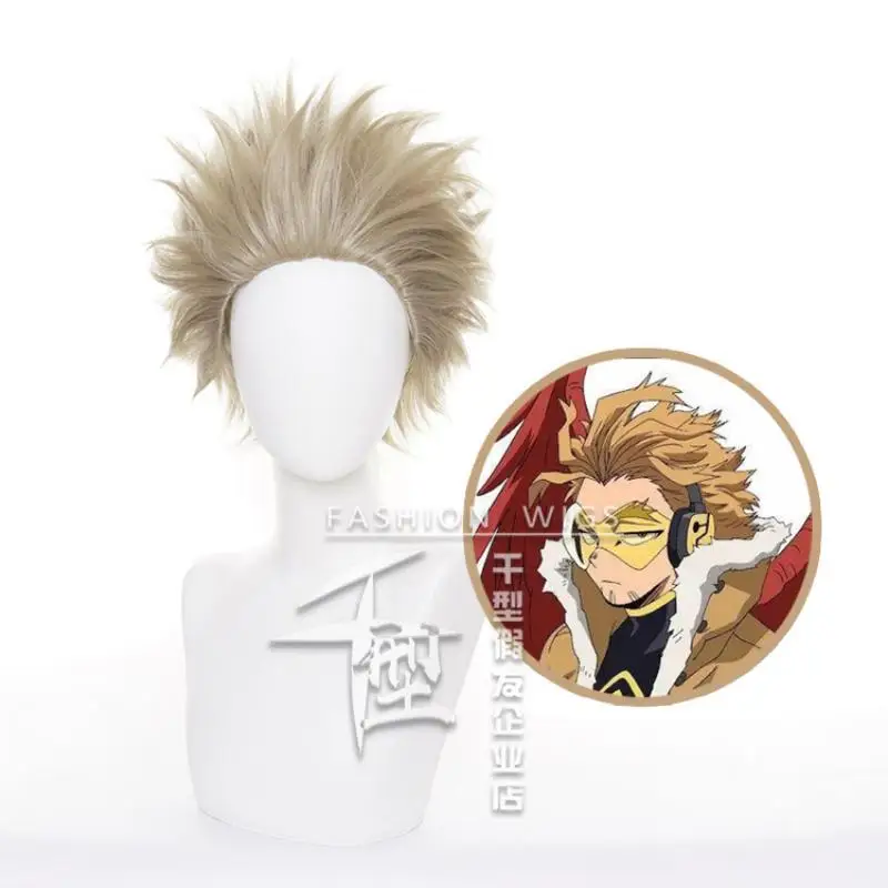 

Anime My Hero Academia Hawks Cosplay Wig Grayish Brown Short Hair Heat Resistant Synthetic Halloween Party Props