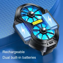 Dual Fan Rechargeable Mobile Phone Cooler with Enhanced Cooling and Gaming Button (Rechargeable version)