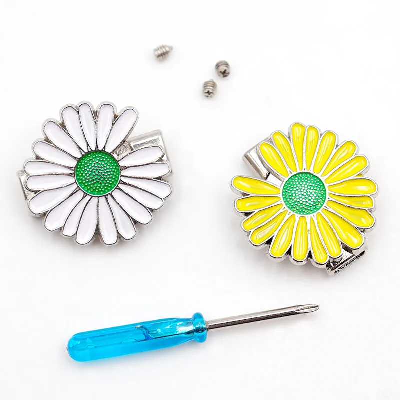 No Tie DIY Cute Sun Flower Magic Metal Aglet 4 colors Replacement Shoelaces Daisy Tips Head For Teenage Shoes Accessories