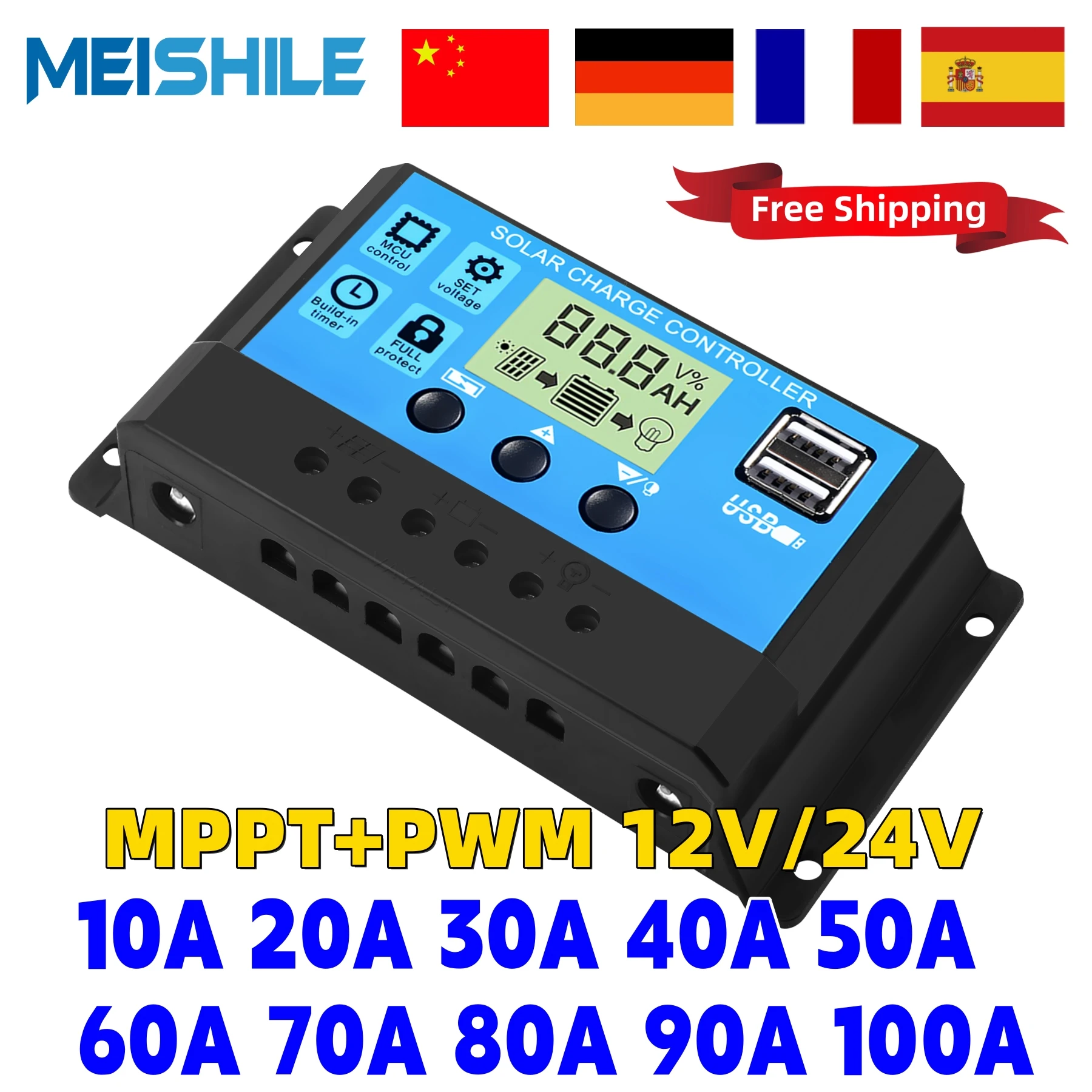 DC10A100ASolarChargeControllerSolarConverter12V24VBattery