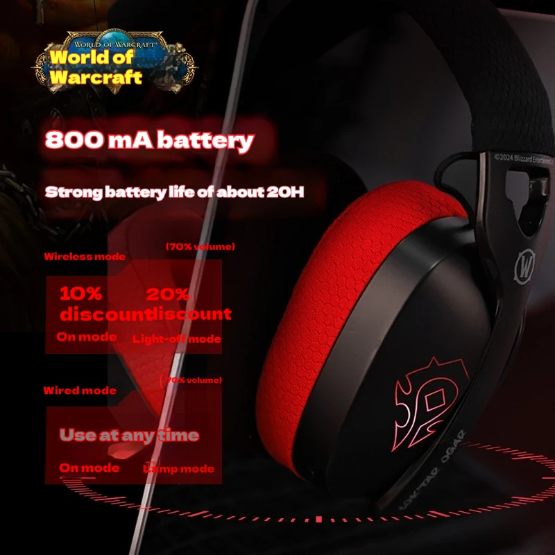 Blizzard World of Warcraft Limited Edition Gaming Headphones Lightweight Music Hifi wireless Bluetooth wired Laptop