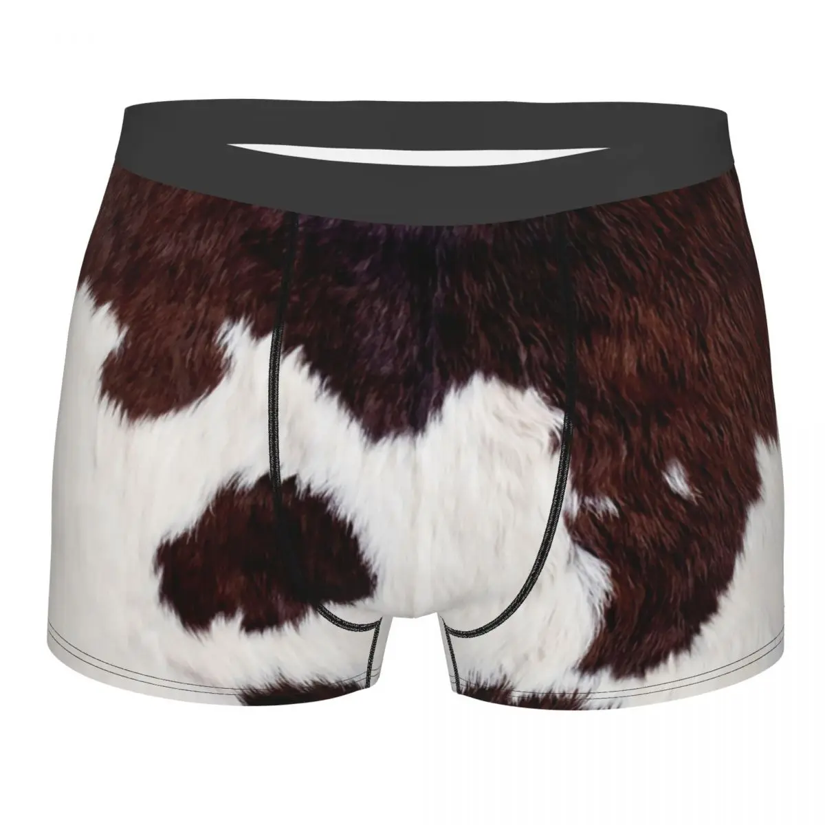 

Sexy Cow Hide Decor Pattern In White And Brown Boxers Shorts Underpants Male Stretch Animal Fur Texture Briefs Underwear Print