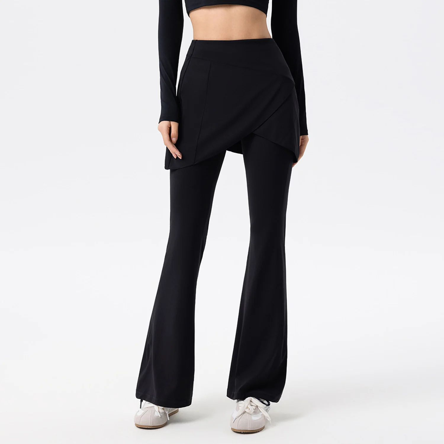 High Waist Flared Yoga Pants Women's Butt Lifting Fake Two Piece Leggings Workout Skirt Pilates Fitness Running Workout Pants