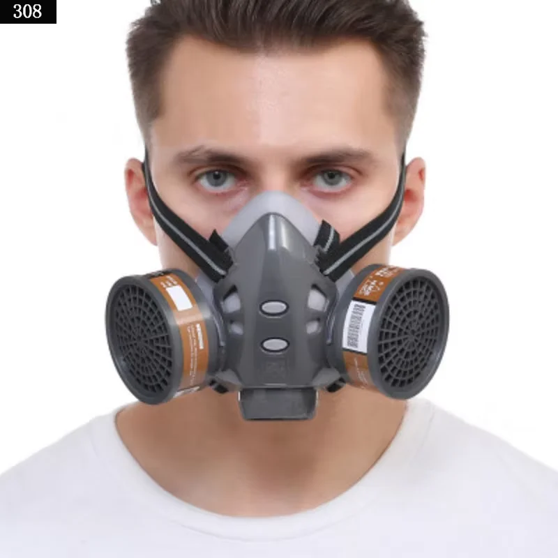 Maschera antigas integrale con occhiali di sicurezza vernice Spray decorazione antiparassitaria chimica formaldeide Anti-polvere con respiratore a filtro - immagine 5