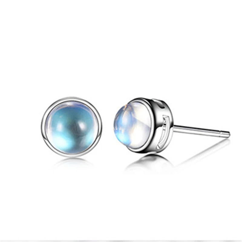 

Fashion Women Romantic Jewelry Stud Earrings For Wedding Elegant Classic Color Moonstone Stud Earring Blue Moonlight Earrings