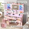 Vanity Desk, 41.3" Makeup Vanity Table with Power Outlet and Lots Storage, 6 Drawers and Storage Shelves, Dressing Table, Pink 4
