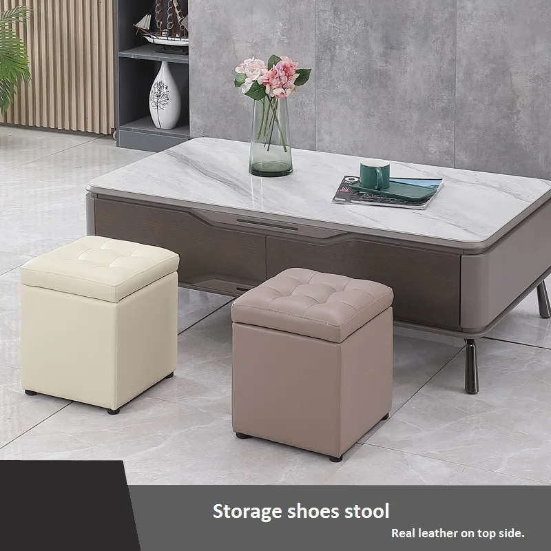 Simple Square Stool,Changing ShoeS Stool ,Coffee Table Dressing Stool, KTV Small Leather Pier Sofa Low Stool
