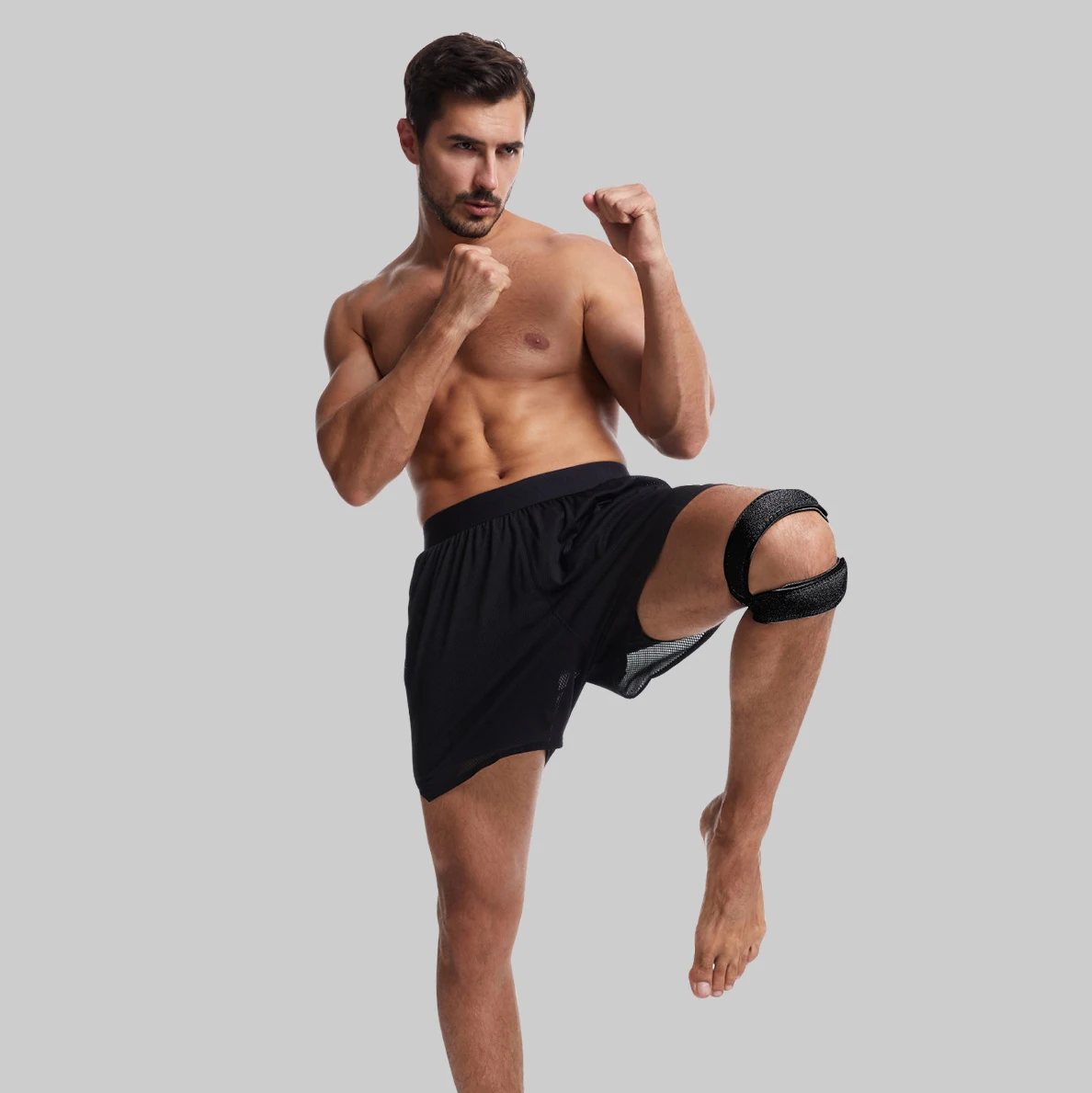 1pc Built-in Silicone Adjustable Patella Belt Shock Absorption Breathable Non-slip Knee Belt to Relieve Joint Wear Knee Belt