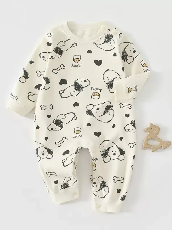 사랑스러운  롬퍼 순면 곰 공룡 의상 봄 가을 착용 가능한  옷  홈웨어 편안한 부드러운 면 소재