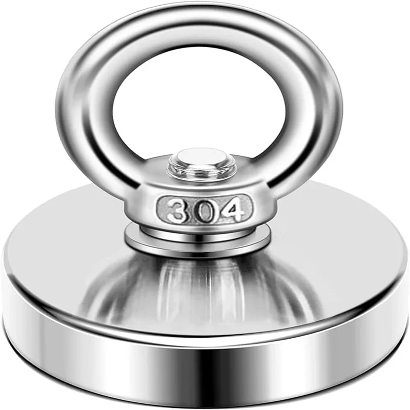 D32/36mm-Neodymium Fishing Magnets, High Pulling Force Rare Earth Magnet with Countersunk Hole Eyebolt for Retrieving in River 2